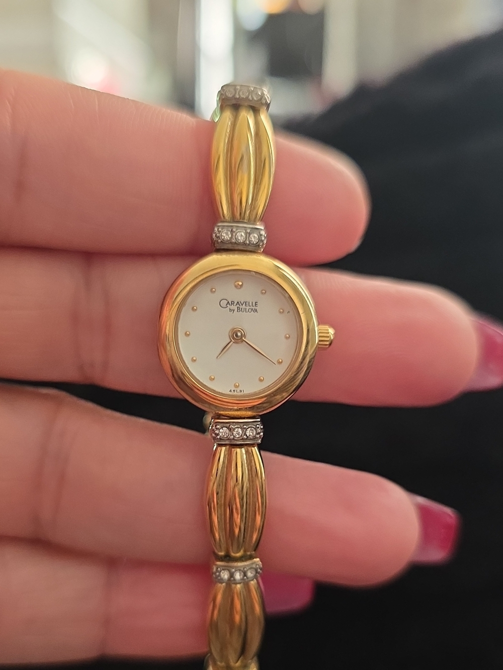 Bulova Caravelle Ladies Gold-Tone Watch with White Dial